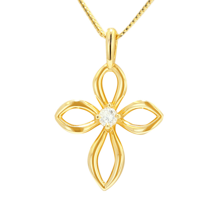 1P160922-2 Diamond Floral Cross Pendant